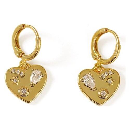 New 2021 Trend Korean Love Heart Shape Earrings Fashion Temperament Zircon Earrings Accessories for Women Wholesale