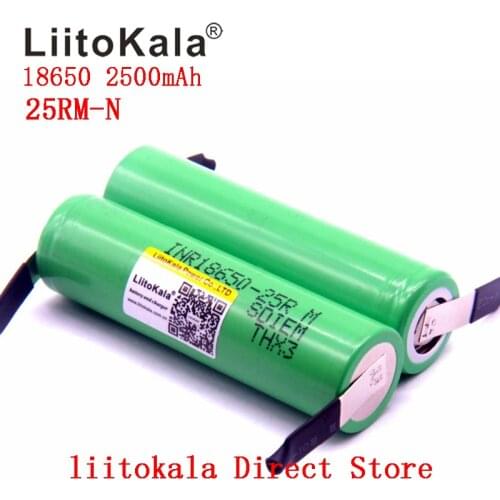 NEW Liitokala New Original 18650 2500mAh battery INR1865025RM 3.6V discharge 20A dedicated Power battery + DIY Nickel sheet