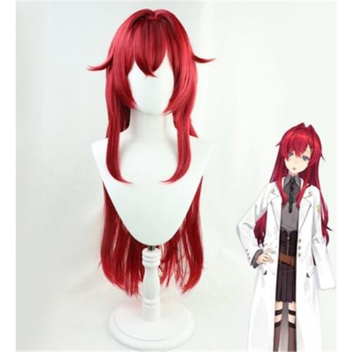 Anime VTuber Hololive Ange Katrina Cosplay Wig Red Straight Youtuber Girls Cosplay 80cm Long Synthetic Hair Role Play