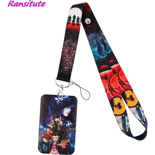 Ransitute R2190 TV Stranger Things Personality ID Card Holder Bus Card Holder Staff Card Lanyard For Keys Phone DIY Hang Rope
