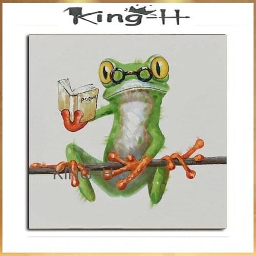 Hand-painted knife painting abstract happy cute frog art animal painting oil painting decorated childrens room lobby
