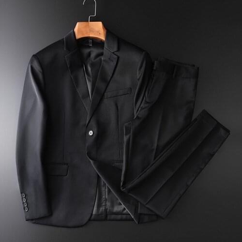 21C Wool Mens Suit (jacket+pants)2piece Luxury Single Breasted Mens Suits Wedding Groom Plus Size 4xl Slim Fit Party Men Suit