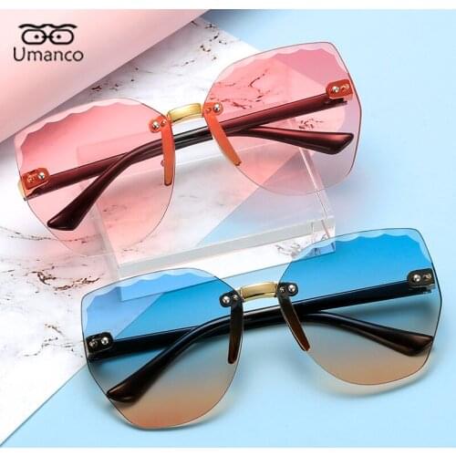 Rimless Sunglasses Children Cut Edge Wave Crystal Lace Boys Girls Goggles Eyeglasses Ocean Lens Shades UV400 Travel Beach Gift