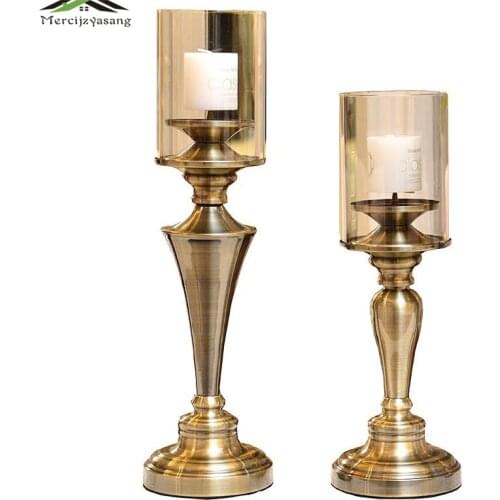 Glass Metal Candle Holder European Votive Candlestick Romantic Candle Holders for Wedding Dinner Decoration Candelabra GZT032