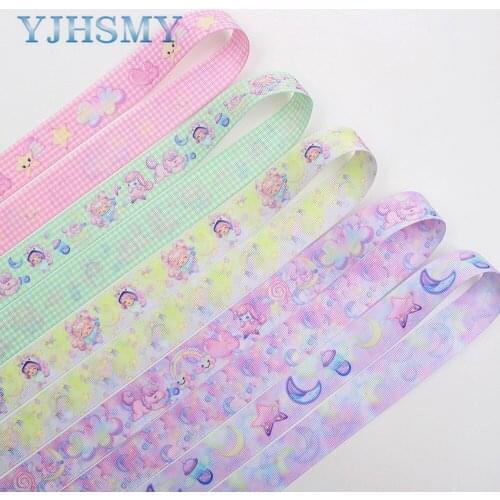 YJHSMY I-191123-2621,25mm 10yards Double sided Cartoon girl lattice grosgrain Ribbons,bow cap,Clothing,Party DIY Decorations