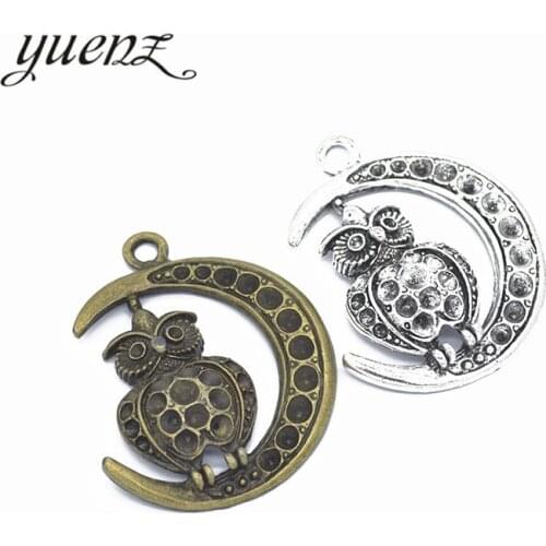 YuenZ 1pcs 2 Colors Antique bronze moon owl Charms Pendant for DIY Jewelry Making Necklace Earrings Bracelet Accessories D140