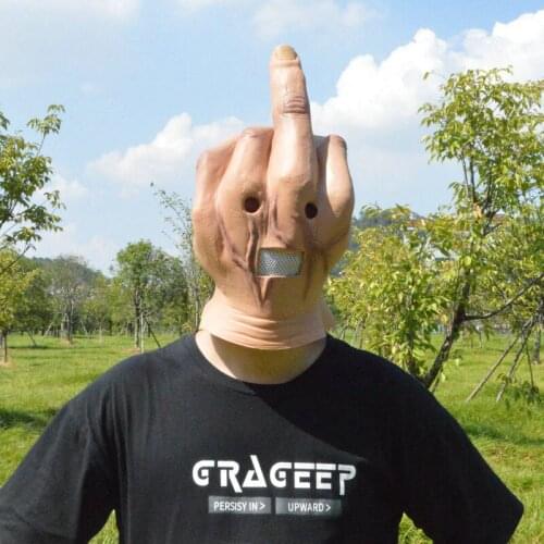 Funny Halloween Mask Latex Mask Despise Erect Middle Finger Spoof Anonymous Mask Cosplay Headgear Props Halloween Party Supplies