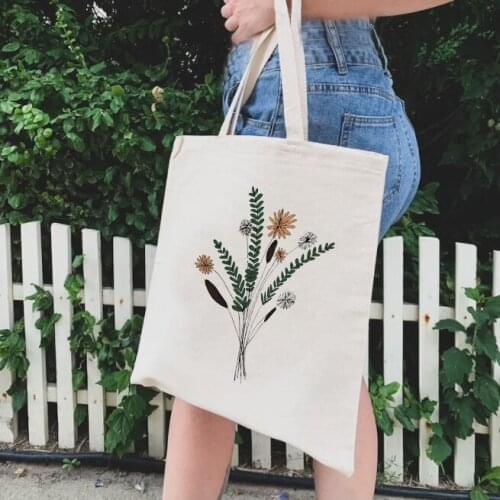 Flowers Print Fashion Women Canvas Shopping Shoulder Bag Ladies Sunflower Casual High Capacity Handbag Student Storage Shopper