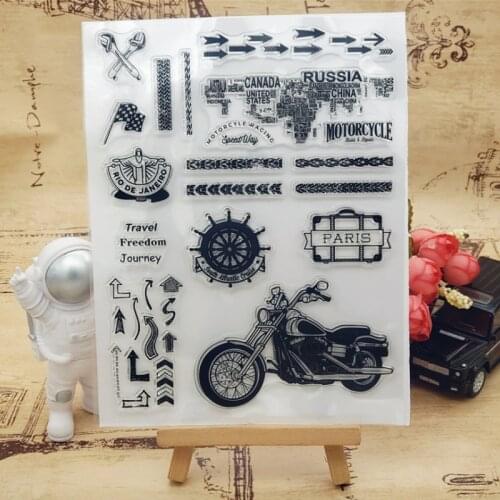1pc Motor Travel Transparent Clear Silicone Stamp Seal DIY Scrapbook Rubber Stencil Embossing Diary Decor Office School Supplies