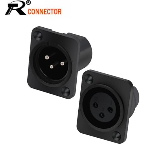 10pcs/lot 3 Pin XLR Male Plug / Female Jack Panel Mount Chassis Plastic 3 Poles XLR Plug Jack Socket Microphone MIC Connector