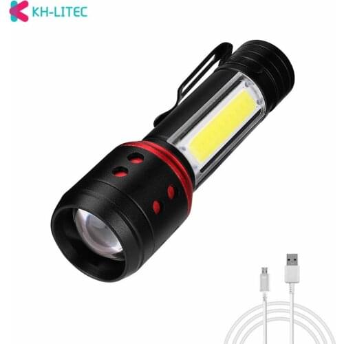 3 Mode Flashlight LED Work Light Rechargeable Portable Lantern XPE COB Camping Lamp Hunting Working Torch Built in 14500 Battey