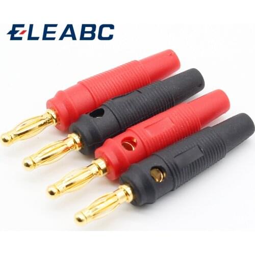 4pcs New 4mm Plugs pure copper Gold Plated Musical Speaker Cable Wire Pin Banana Plug Connectors