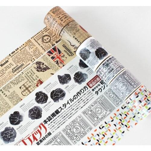 5M Length Retro Masking Tape Stickers Scrapbooking Washi Tape Set DIY Decoration Planner Handbook Decorative Washi Tape Vintage