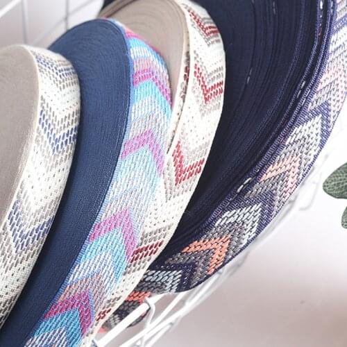 5 yards Ethnic Colorful Herringbone Pattern Jacquard Ribbon for DIY Craft Curtain Home Textile Hat Clothing Bags Decoration Trim
