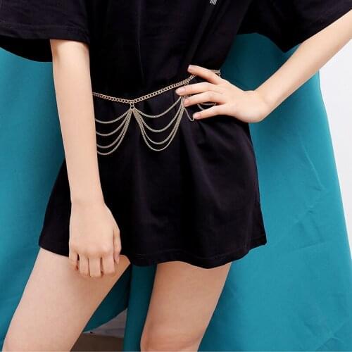 AE-CANFLY New Vintage Europe And America Sexy Simple Multi-Layer Wave Waist Chain Women Body Chain Belly Chains