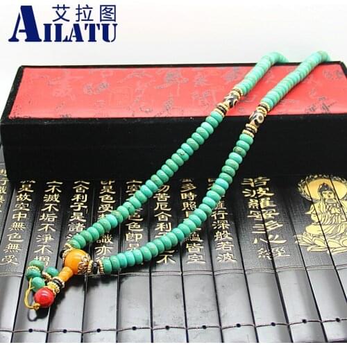 Ailatu Retail Tibetan Style Jewelry Buddhist Buddha Worry Bead Mala Bracelet Dzi Rye Instruments