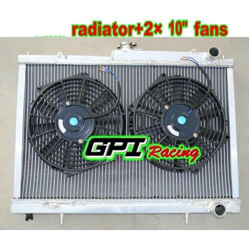 GPI 52MM Aluminum Radiator + fans for Nissan Skyline R33 R34 GTR GTST RB25DET Manual