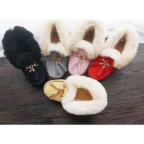 Women Shoes Natural Fur Snow Boots Genuine Leather Winter Boots 100% Real Wool inside Warm Ankle Boots Women Causal Flat Shoes