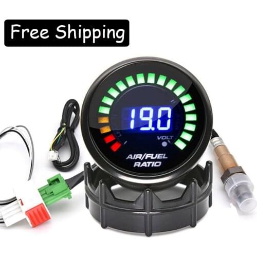 Somked 52mm Digital Air Fuel Ratio Gauge With 0258006028 Narrowband O2 Oxygen Sensor Gauge AFR Fit for 12V Gasoline Racing Car