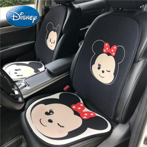 Disney Cute Mickey Minnie Car Seat Breathable Linen Cartoon Car Four Seasons Universal Net Red Summer Ice Silk Cushion