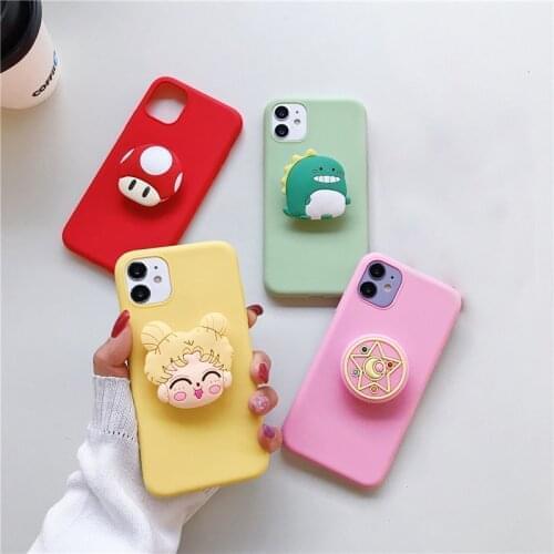 For iPhone 6 7 8 Plus X XS XR 11 Pro MAX Dinosaur TPU Case Soft Phone Ring Grip Case For Samsung S20 S10 S8 S9 Note 8 9 10 A50
