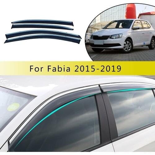 For Skoda Fabia 2015 2016 2017 2018 4PC ABS Car Smoke Window Sun Rain Exterior Visor Deflector Guard Styling Accessories