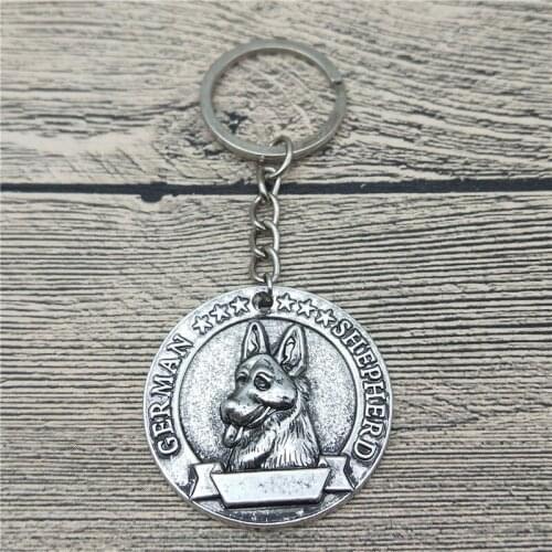 Elfin Vintage German Shepherd Keychains Antique Silver Plated German Shepherd Key Chains Keyrings Pet Dog Jewellery