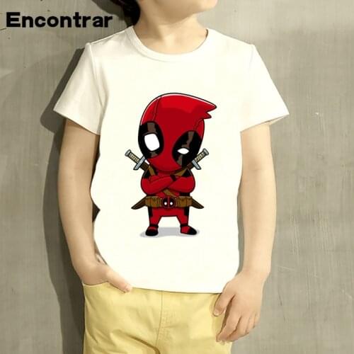 Boys/Girl Deadpool Superhero Funny Cartoon Design T Shirt Kids Great Casual Short Sleeve Tops Children Cute T-Shirt,HKP2237
