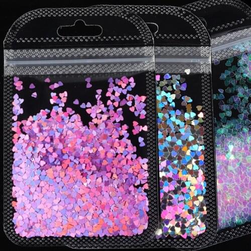 4Bag/Set Holographic Heart Shape Design Nails Art Decoration Laser Silver red pink Sequins Spangles Polish Nails Accessories