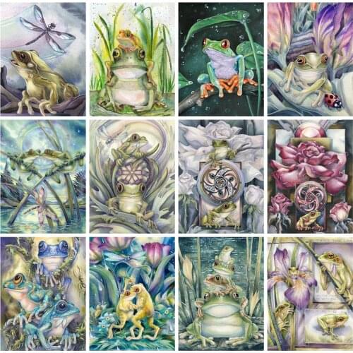 HUACAN 5D Diamond Painting Full Square Frog Handicraft Diamond Embroidery Sale Animal Home Decoration