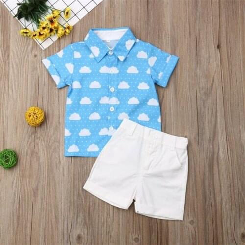 Imcute Baby Summer Clothing Kids Boys Formal Clothes Cloud Print T Shirt Short Sleeve Tops+Shorts 2pcs Set Outfits 1-6T