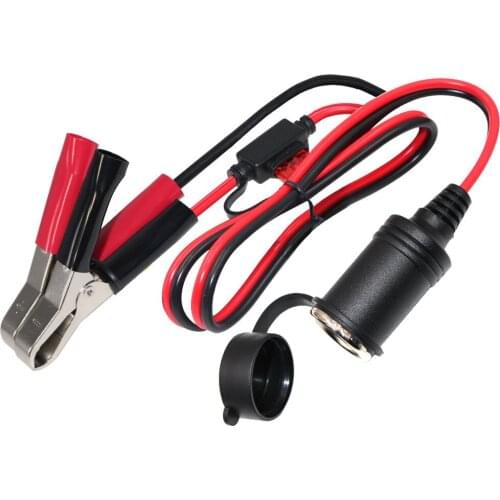 12V 2ft Female Car Cigarette Lighter Socket to Battery Alligator Crocodile Clips Connector, Car Battery Charging Extension Cable