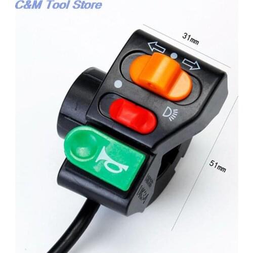 Motorcycle 7/8 Handlebar Horn Turn Signal Head Light Beam Kill Switch 3 In 1 E-bike Scooter Motor Power Switch