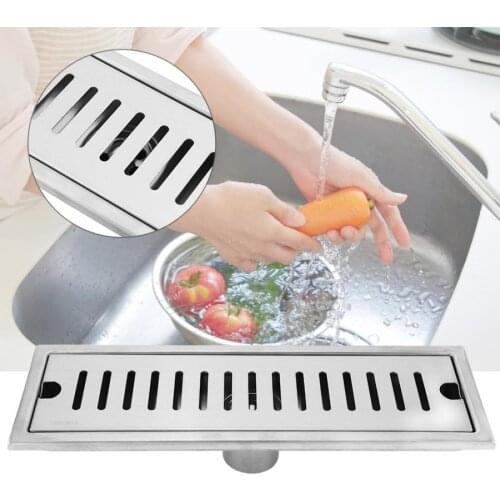 Floor Drain Cover Large Flow Stainless Steel Rectangle Shower Floor Drain Bathroom Drainage Gully Bath Drains Strainer
