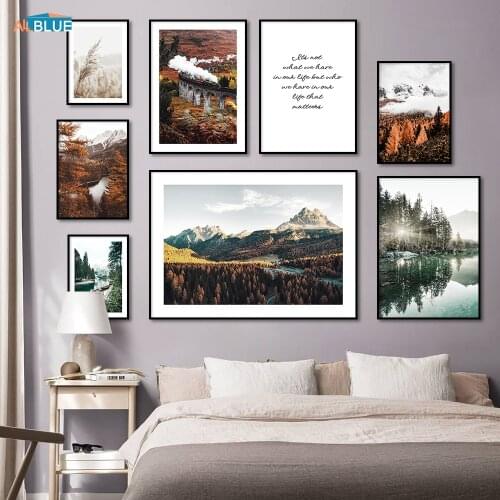 Forest Landscape Canvas Painting Train Art Nature Scenery Poster For Living Room Decorative Picture Nordic Wall Print Home Decor