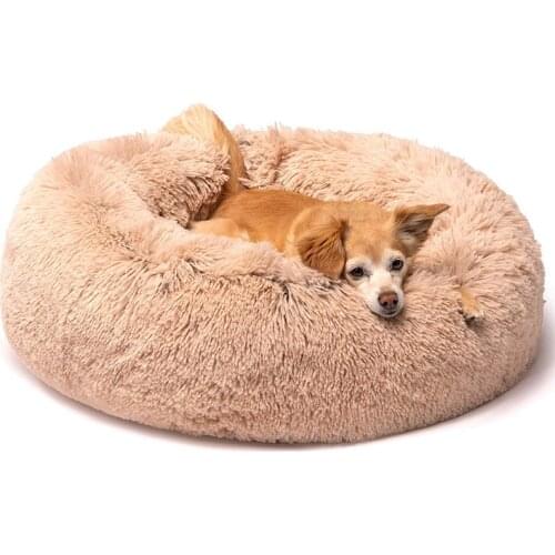 Round Plush Pet Dog Bed Mat Kennel Cat Winter Warm Portable Sleeping Bag Puppy Soft Sofas Cushion For Labradors Small Large Dogs