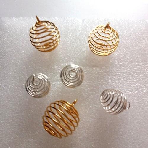 Hot 50pcs /Lot Fashion Charm Lantern Ball Spring Pendant Gold/Silver For Women Diy Fashion Jewelry Accessories Charms