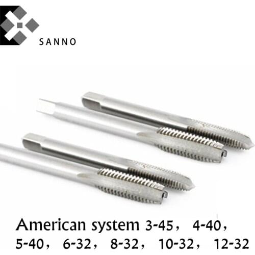 10pcs/lot UNC / UNF American system machine taps 3-45, 8-32, 12-32 straight flutes screw plug tap thread cutting tapping tools