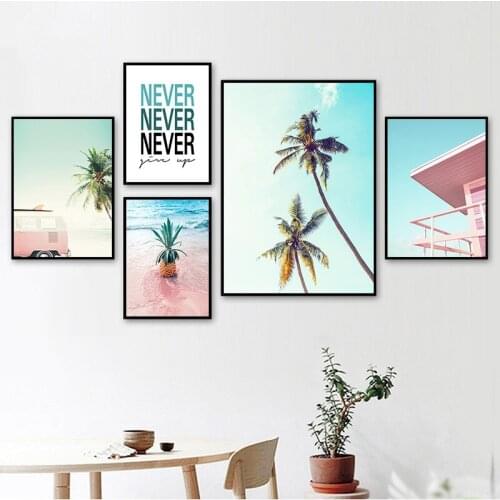 Nordic Minimalist Landscape Canvas Painting Print And Poster Beach Pineapple Palm Picture Wall For Living Room Home Decor CH087