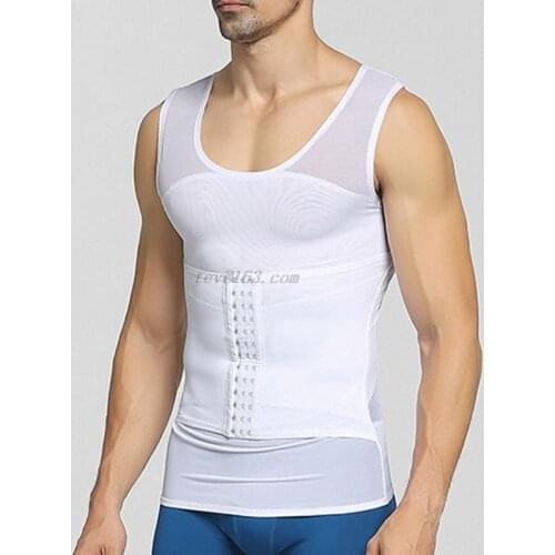 Mens Shapewear Hook Eye Closure Adjustable Tummy Control Vest Waist Trainer Slimming Abdomen Tank Tops Mesh Body Shaper