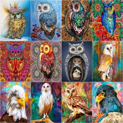 CHENISTORY Coloring By Numbers Animal Owl Wall Art Drawing Painting By Number Abstract Handpainted Home Decor Diy Gift