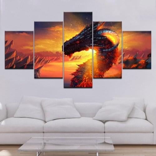 Dragons Wall Art Canvas Prints 5 Panels HD Print Wall Art modern Modular Poster painting for Living Room Home Decor