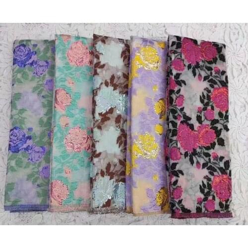 Latest 5 Yards Guinea Brocade Jacquard Fabric African Laces 2021 High Quality Nigerian Brocade Fabrics for Sewing Dress