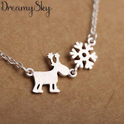 Korean New Charm Deer Snow Necklaces Pendants For Women Statement Jewelry Choker Necklaces Bijoux Kolye