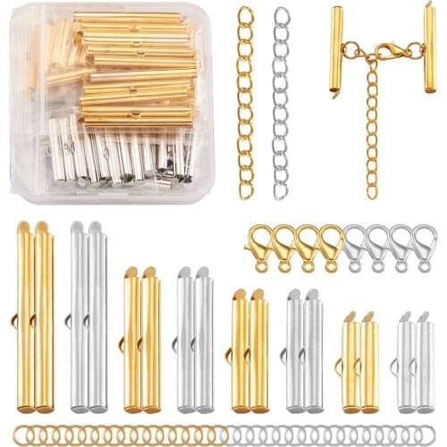 Crimp End Beads Beading Slide On End Clasp Buckles Tubes Extender End Chains Jump Rings Lobster Claw Clasps DIY Jewelry Making
