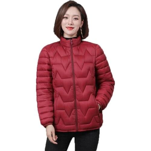 Middle-aged and Elderly Womens Coat Autumn Winter Down Cotton Coat Short Lightweight and Soft Warm Jacket Plus Size 5XL K1114