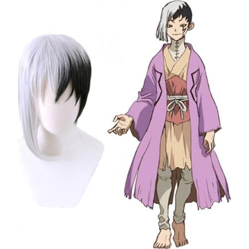 Anime Comic Dr.STONE Cosplay Wigs Asagiri Gen Cosplay Wig Heat Resistant Synthetic Wig Short White Hairs Cosplay Accessory Hot
