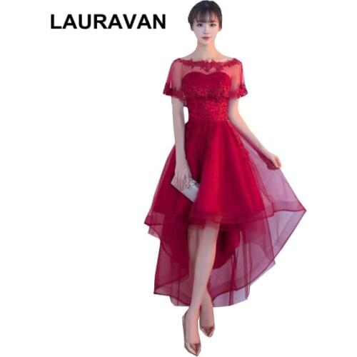 Womens red burgandy strapless short front long back beautiful bridesmaid party special pretty girl dresses tulle dress 2020