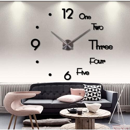 Simple Silent Acrylic Large Decorative DIY Numbers Wall Clock Modern Design Living Room Home Decoration Wall Watch Wall Stickers