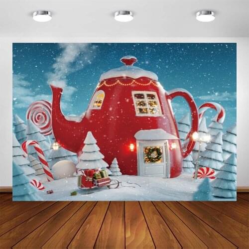Yeele Christmas Backdrop Photography Winter Snow Lollipop House Door Mail Background Baby Photographic Photo Studio Photophone